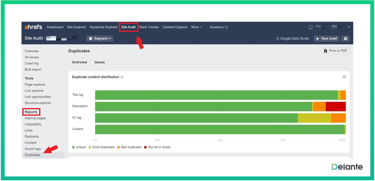 duplicate content in ahrefs