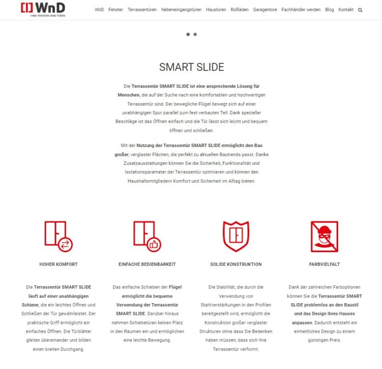 content on de product page after 