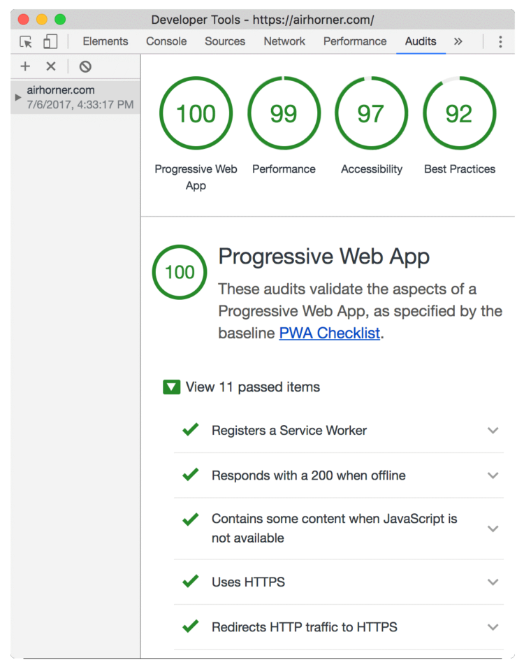 Chrome dev tools website loading time