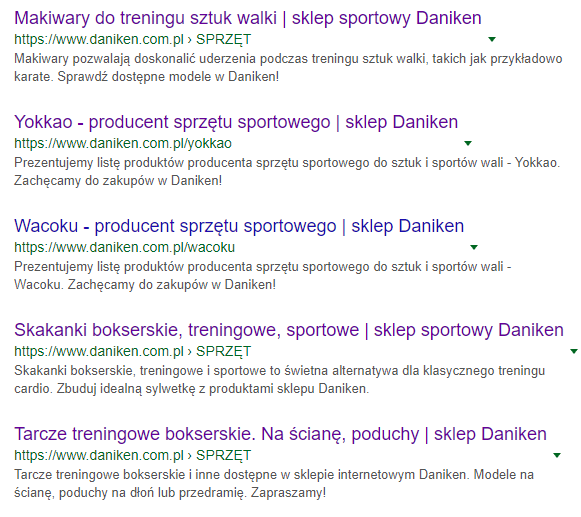 daniken meta descriptions after optimization 