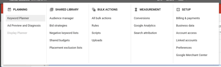 Keyword planner