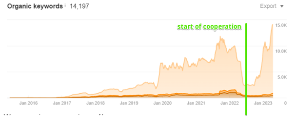 results of the process - visibility increase chart