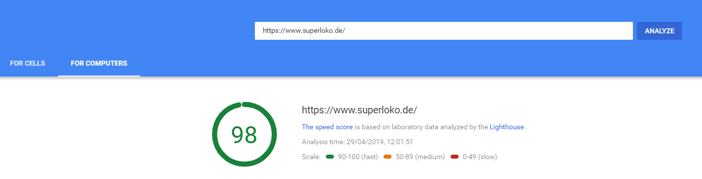 page speed insight on desktop after optimizations