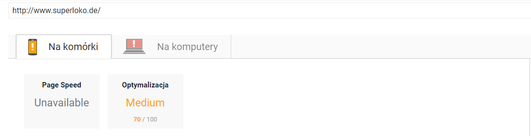 page speed insight on mobile before optimizations