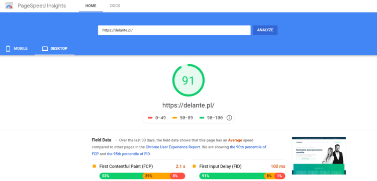 Website Loading Time - Page Speed Insights