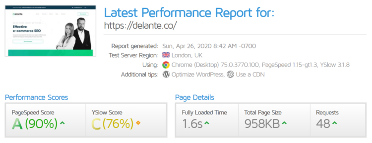 Page Speed Test - GTmetrix