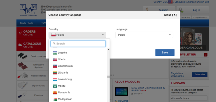 International SEO - change language new window