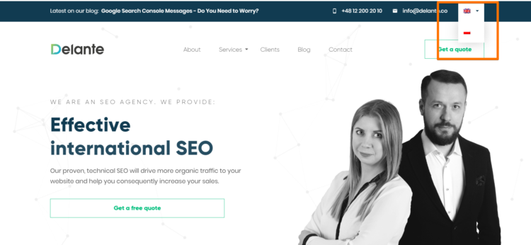 International SEO - changing language by flag