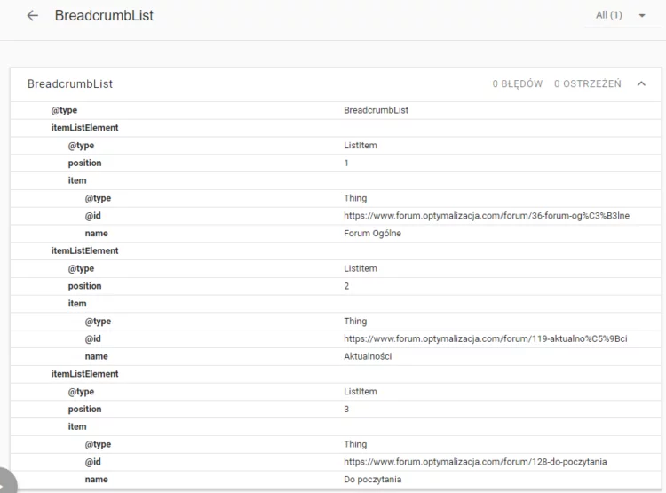 Breadcrumbs Navigation in structured data 